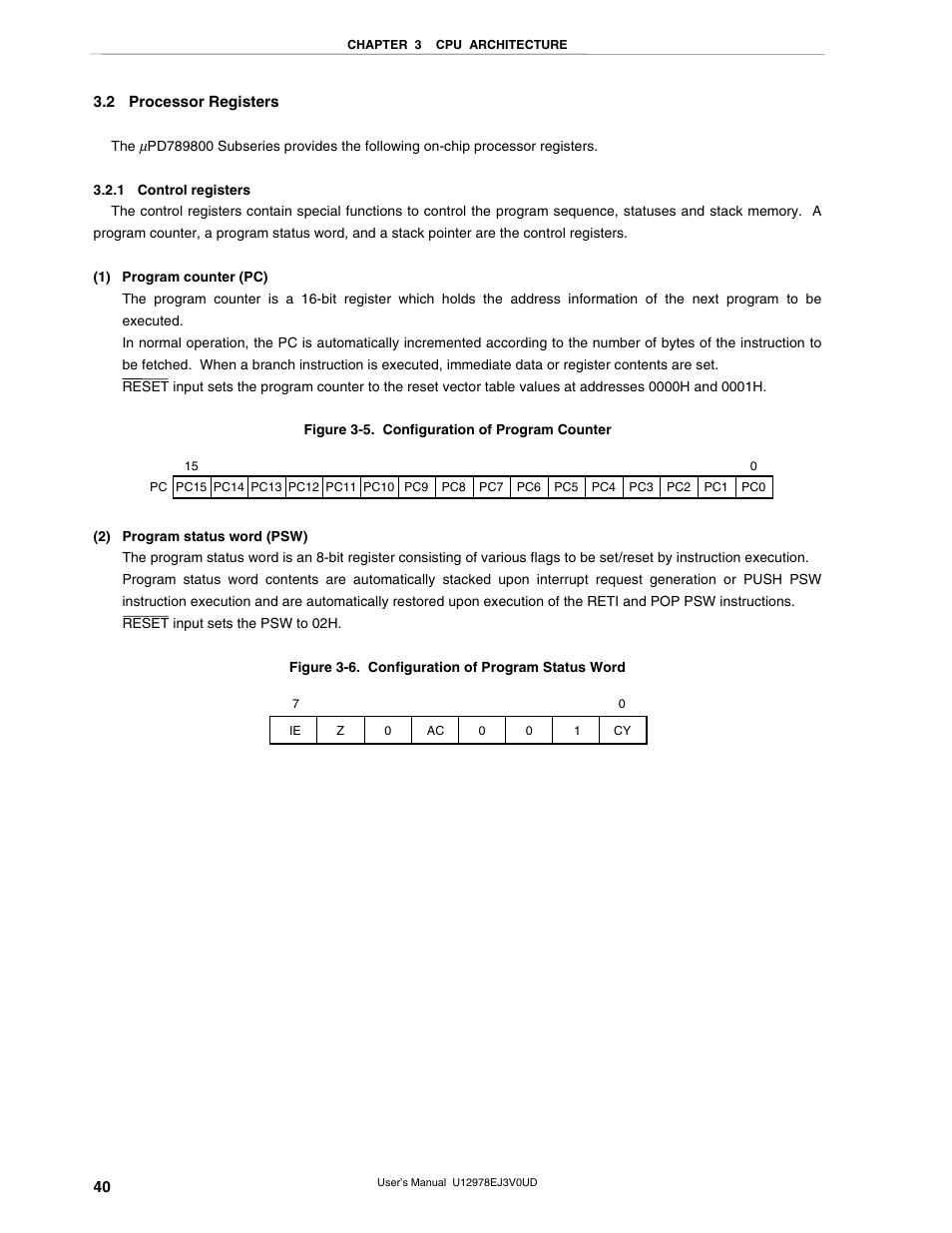 2 processor registers, 1 control registers | NEC switch User Manual | Page 40 / 234