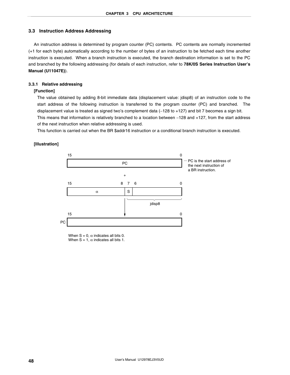 3 instruction address addressing, 1 relative addressing | NEC switch User Manual | Page 48 / 234