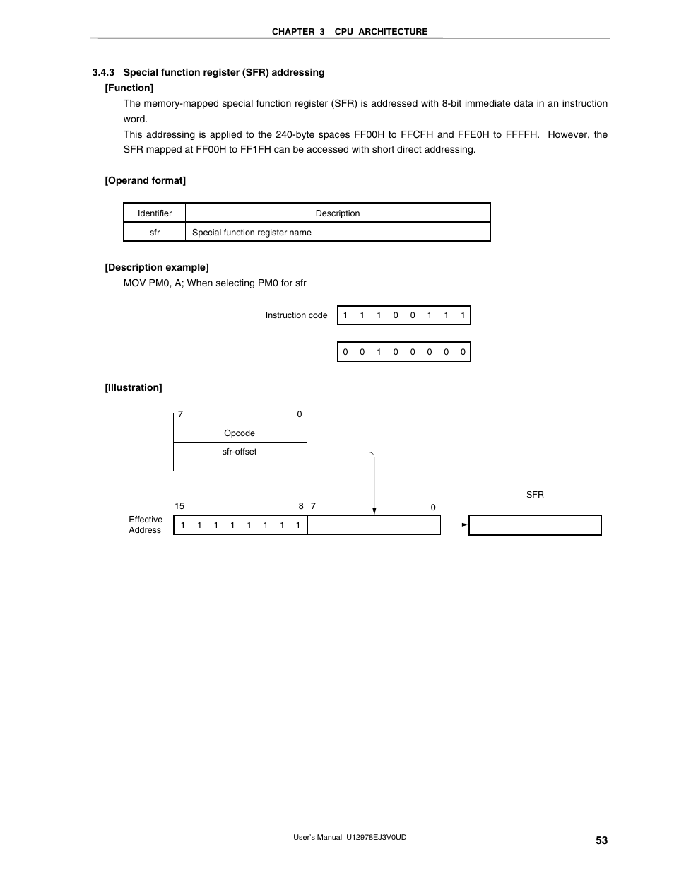 3 special function register (sfr) addressing | NEC switch User Manual | Page 53 / 234
