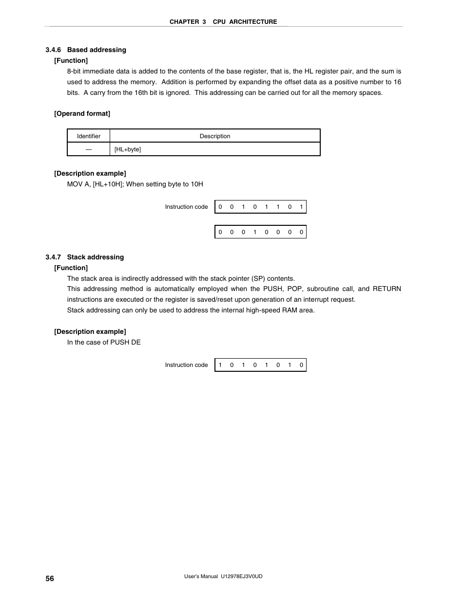 6 based addressing, 7 stack addressing | NEC switch User Manual | Page 56 / 234