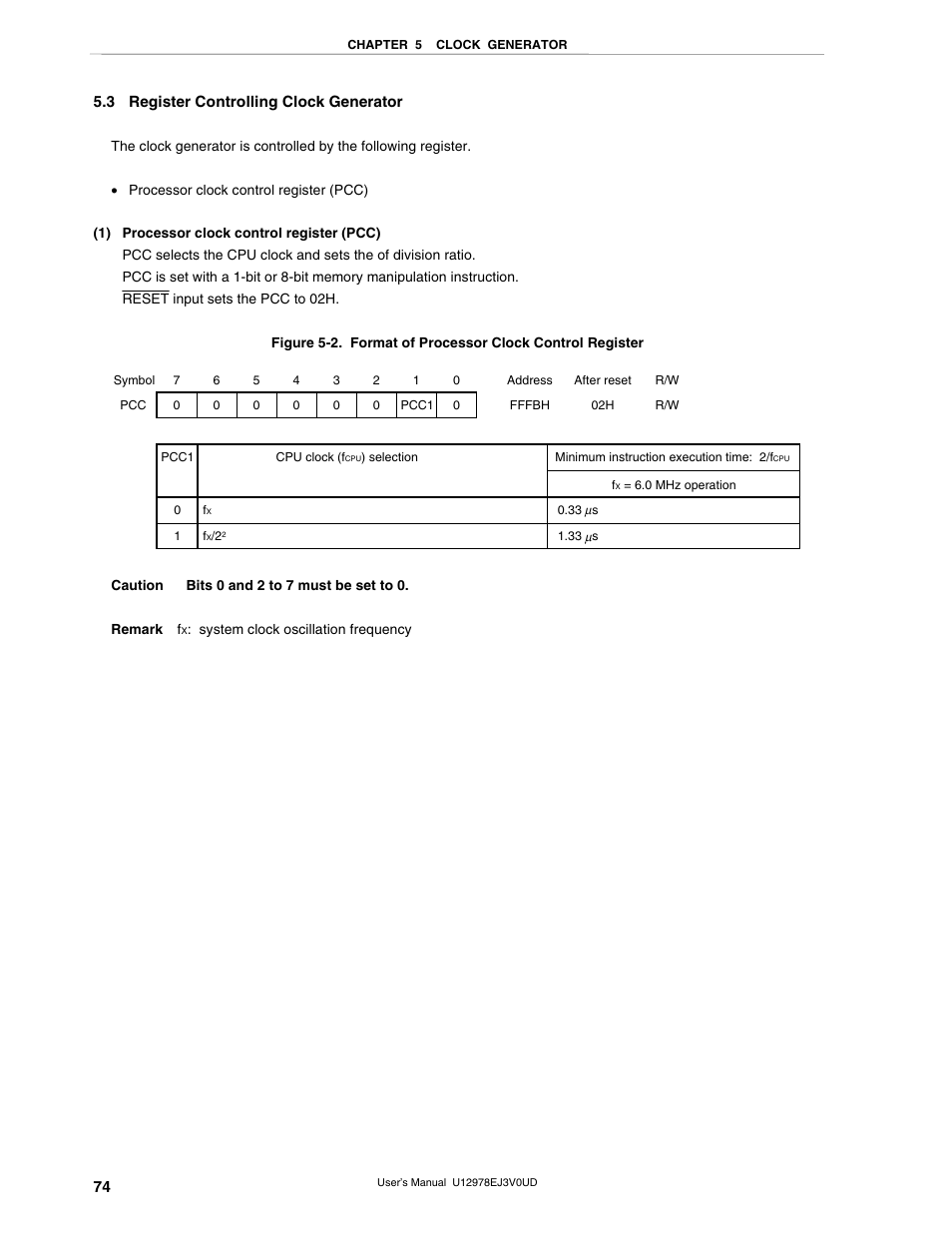 3 register controlling clock generator | NEC switch User Manual | Page 74 / 234