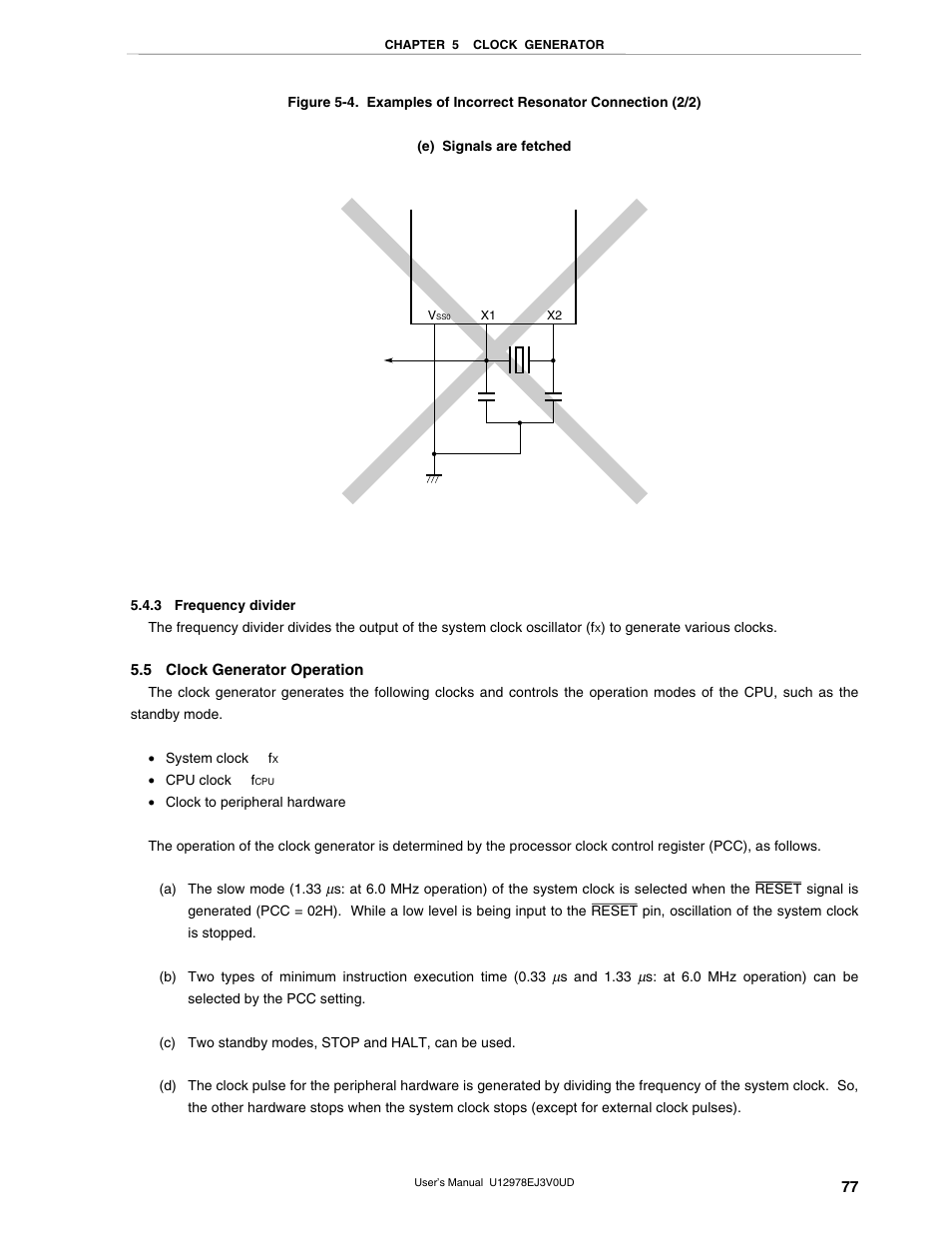 3 frequency divider, 5 clock generator operation | NEC switch User Manual | Page 77 / 234