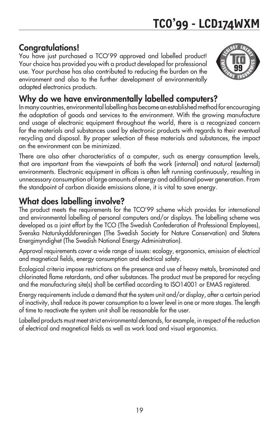 NEC AccuSync LCD224WXM User Manual | Page 21 / 78