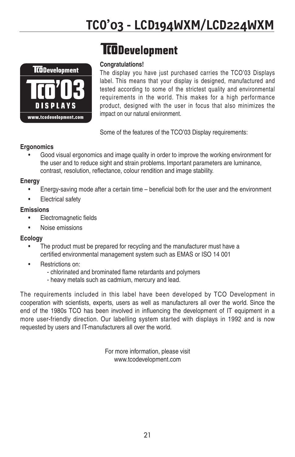 NEC AccuSync LCD224WXM User Manual | Page 23 / 78