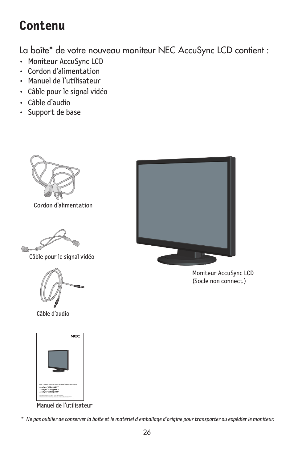 Contenu | NEC AccuSync LCD224WXM User Manual | Page 27 / 78