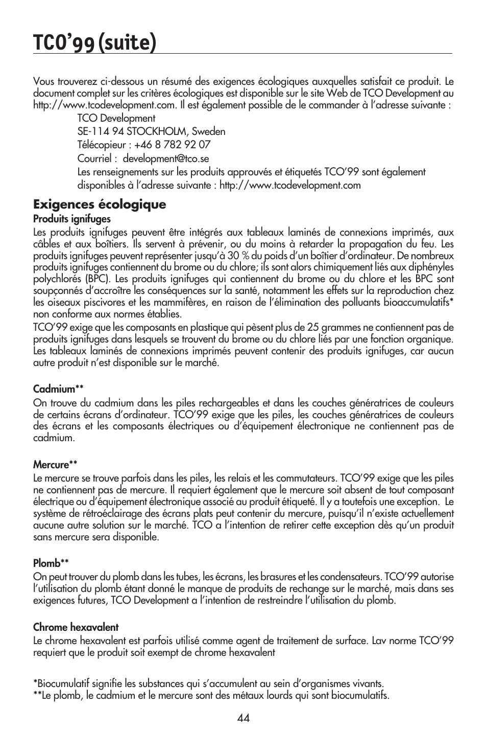 Tco’99 (suite) | NEC AccuSync LCD224WXM User Manual | Page 45 / 78