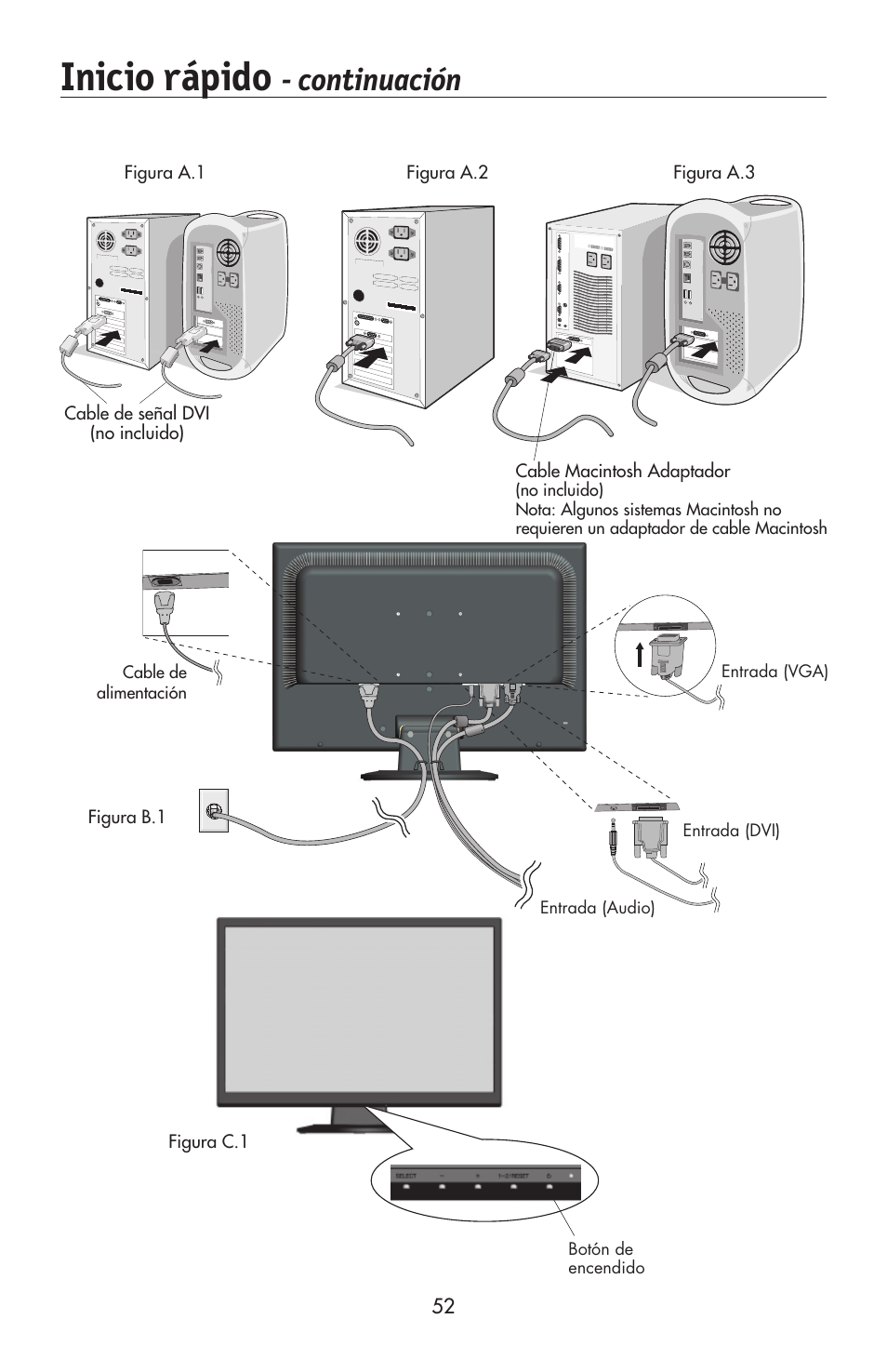 Inicio rápido, Continuación | NEC AccuSync LCD224WXM User Manual | Page 53 / 78