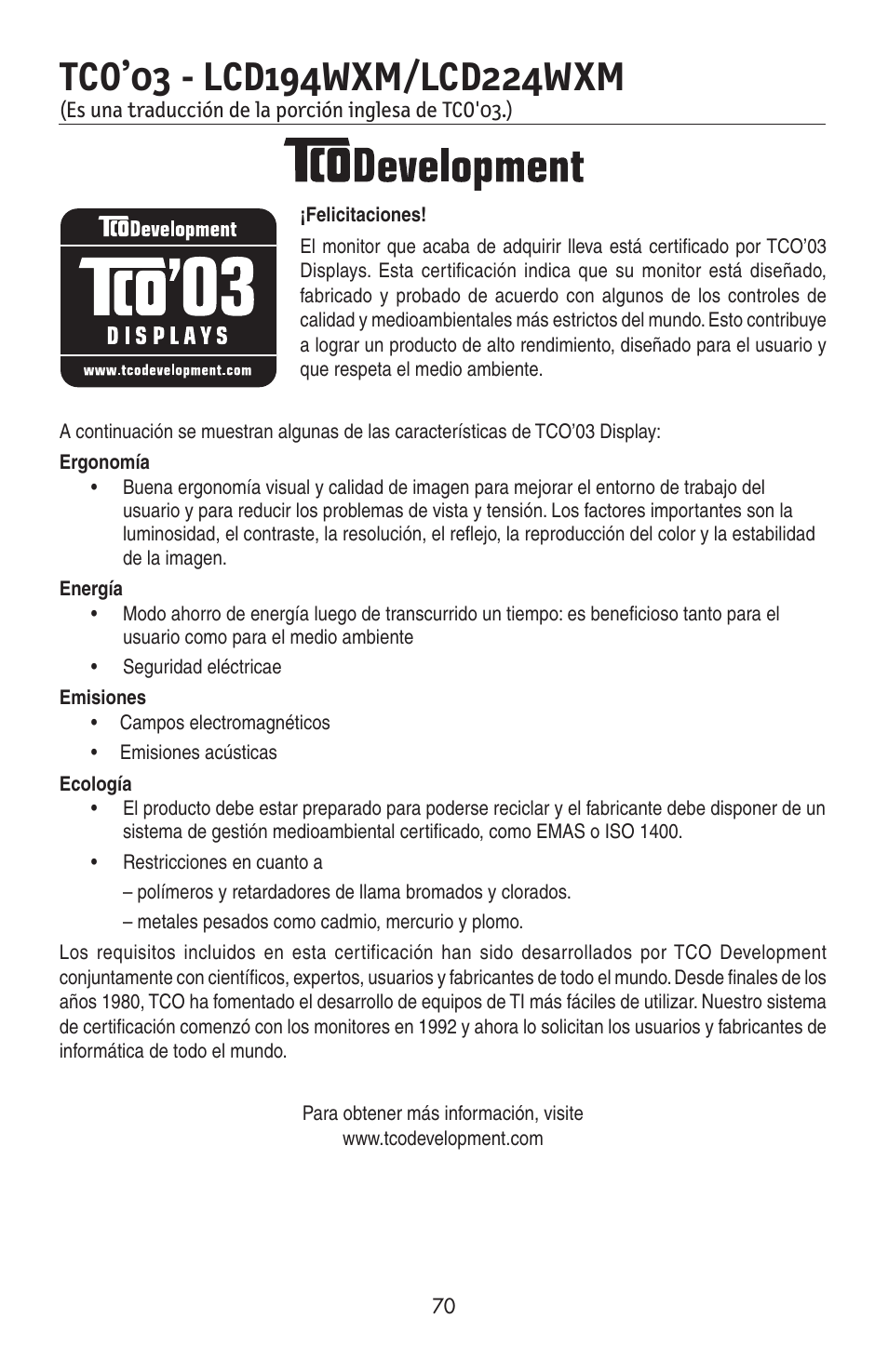 NEC AccuSync LCD224WXM User Manual | Page 71 / 78