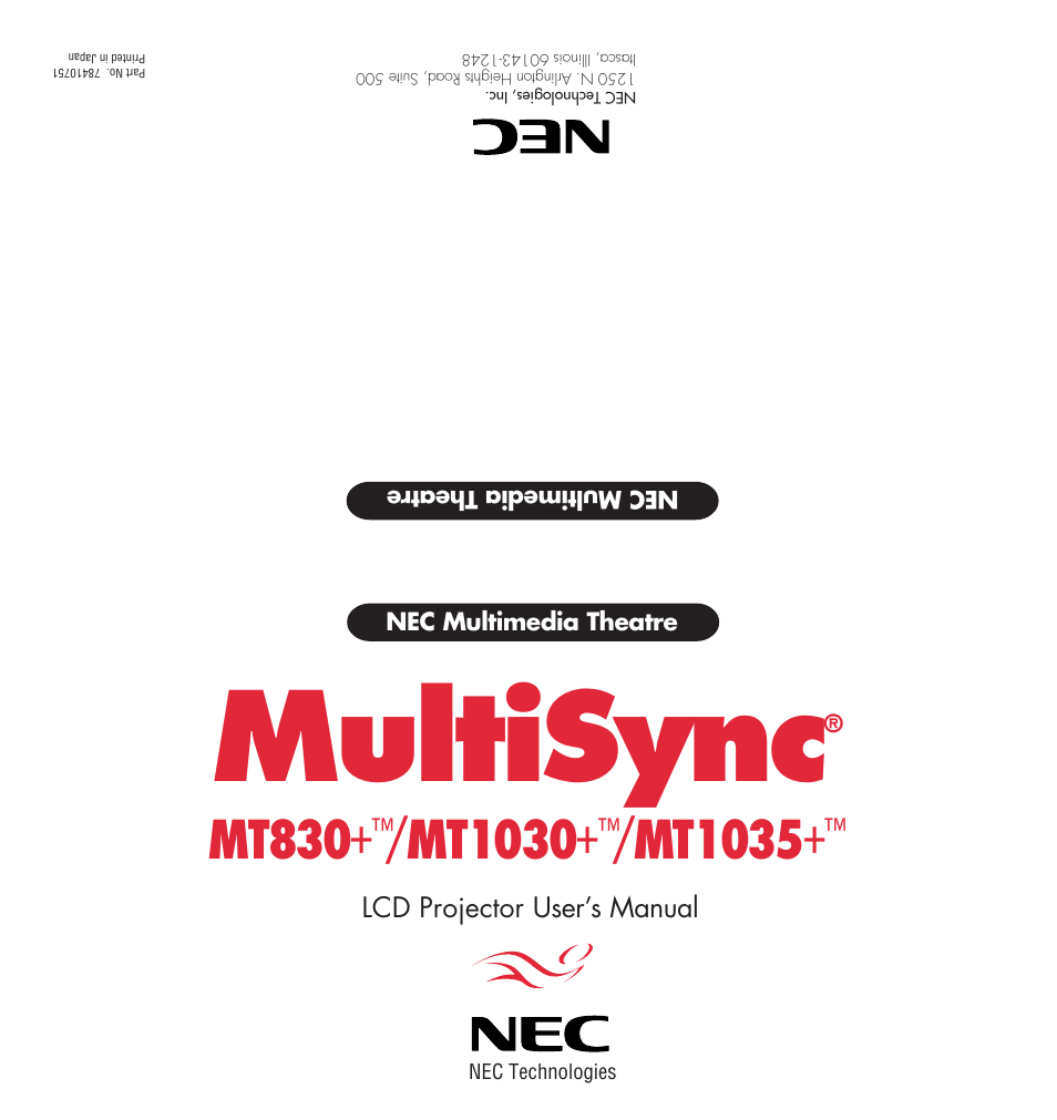 NEC MT830 User Manual | 55 pages