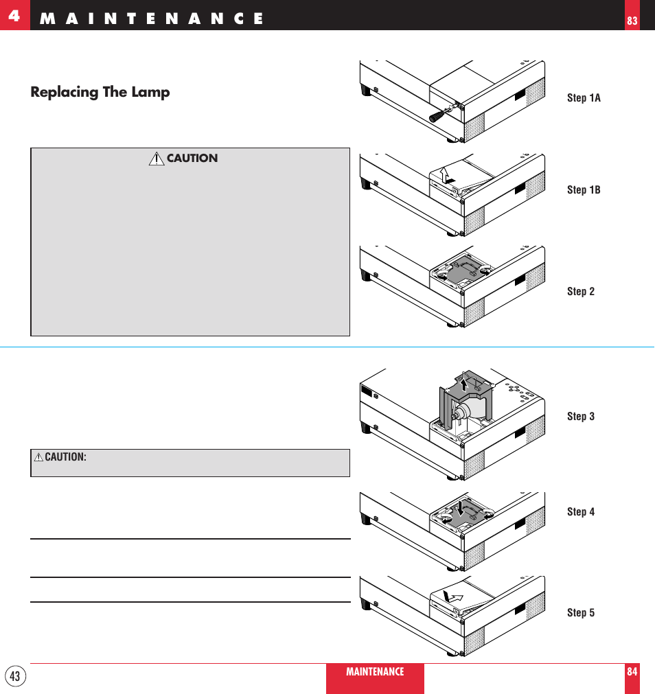 Replacing the lamp | NEC MT830 User Manual | Page 43 / 55