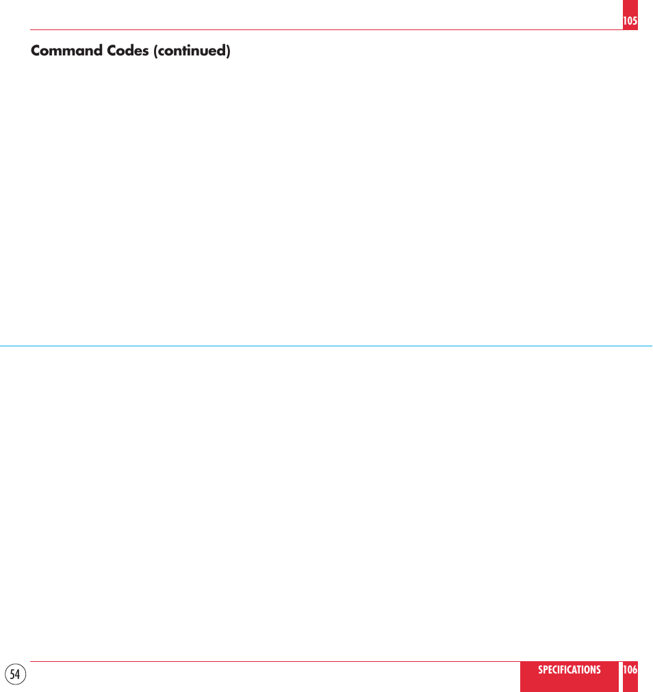 Command codes (continued) | NEC MT830 User Manual | Page 54 / 55