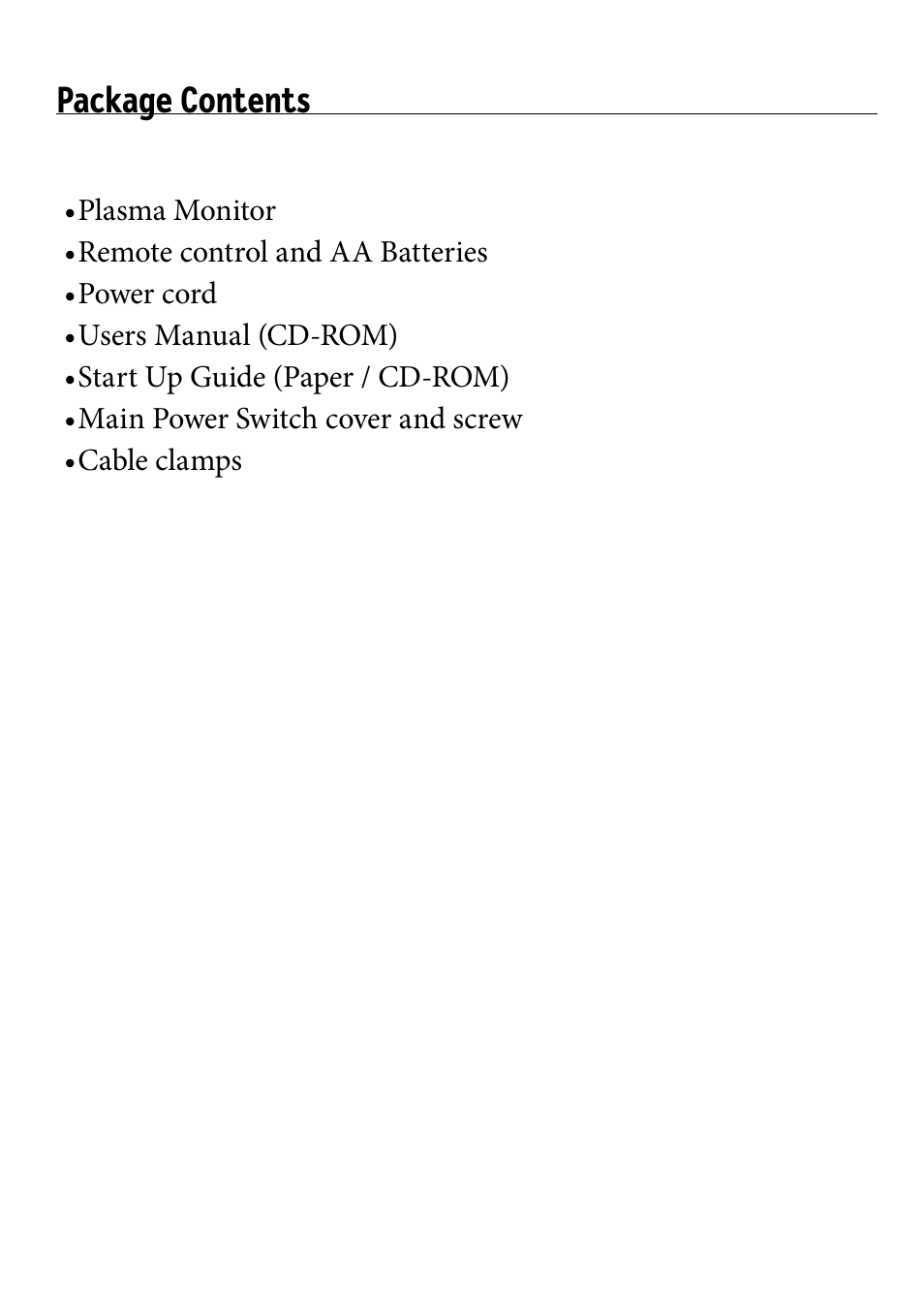 Package contents | NEC 50XC10 User Manual | Page 2 / 41