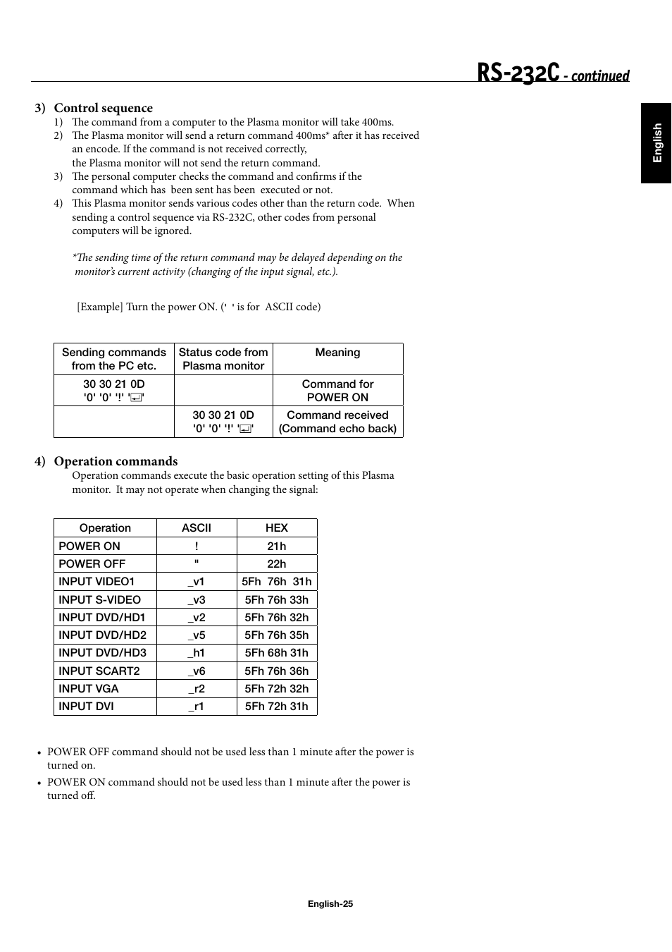 Rs-232c, Continued | NEC 50XC10 User Manual | Page 28 / 41