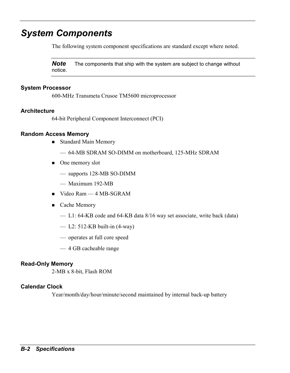 System components | NEC Versa Series User Manual | Page 117 / 150