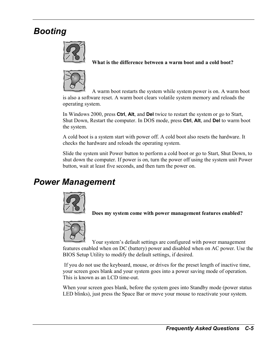 Booting, Power management | NEC Versa Series User Manual | Page 128 / 150