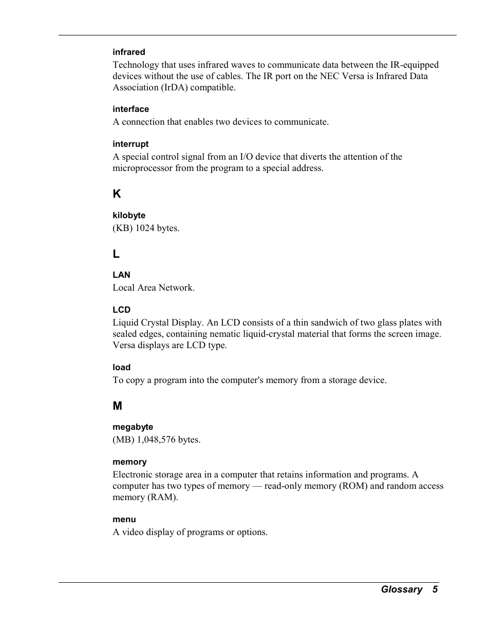 NEC Versa Series User Manual | Page 137 / 150