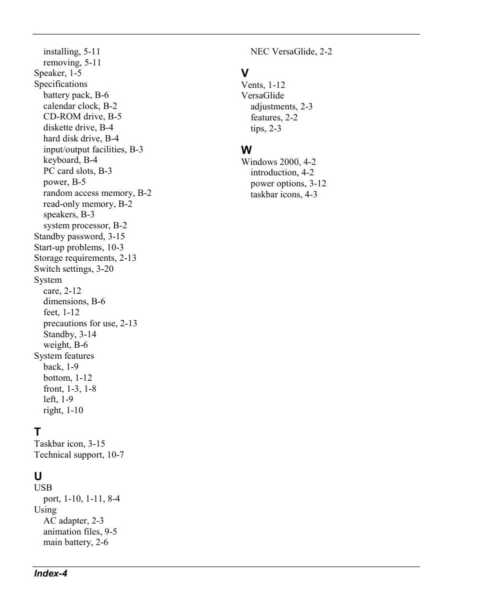 NEC Versa Series User Manual | Page 147 / 150
