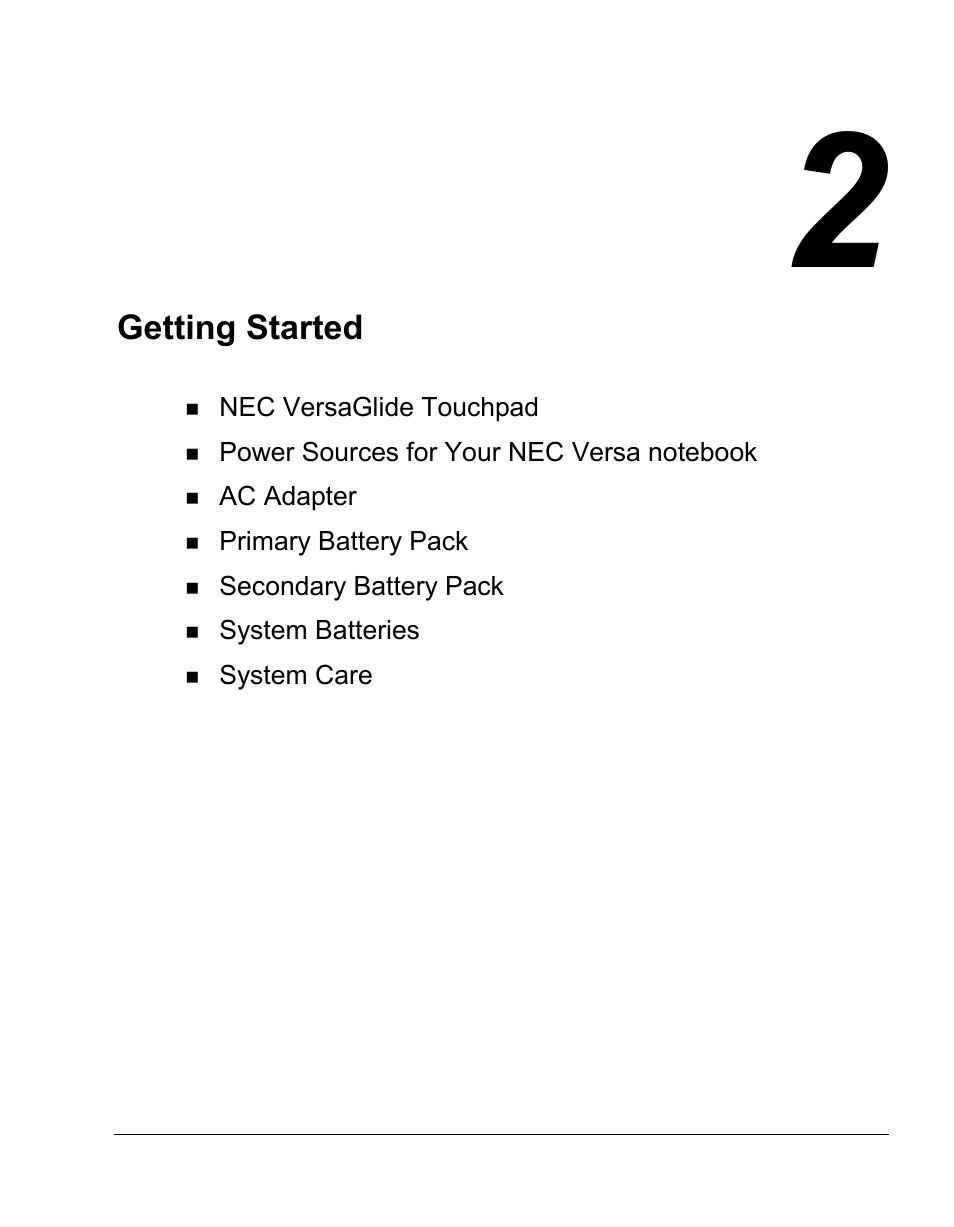 Getting started | NEC Versa Series User Manual | Page 21 / 150