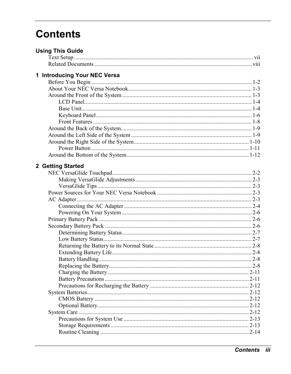 NEC Versa Series User Manual | Page 3 / 150