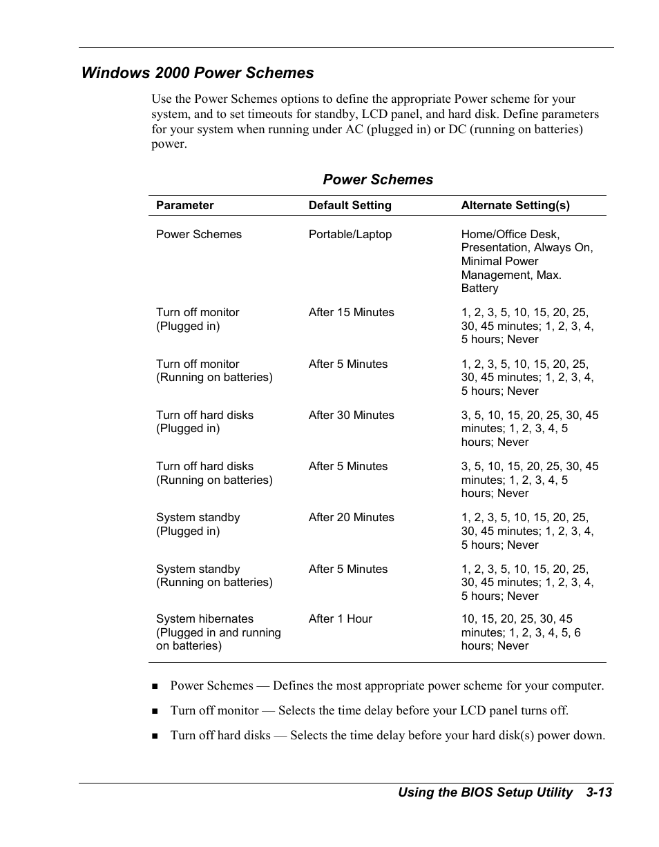 Windows 2000 power schemes | NEC Versa Series User Manual | Page 47 / 150