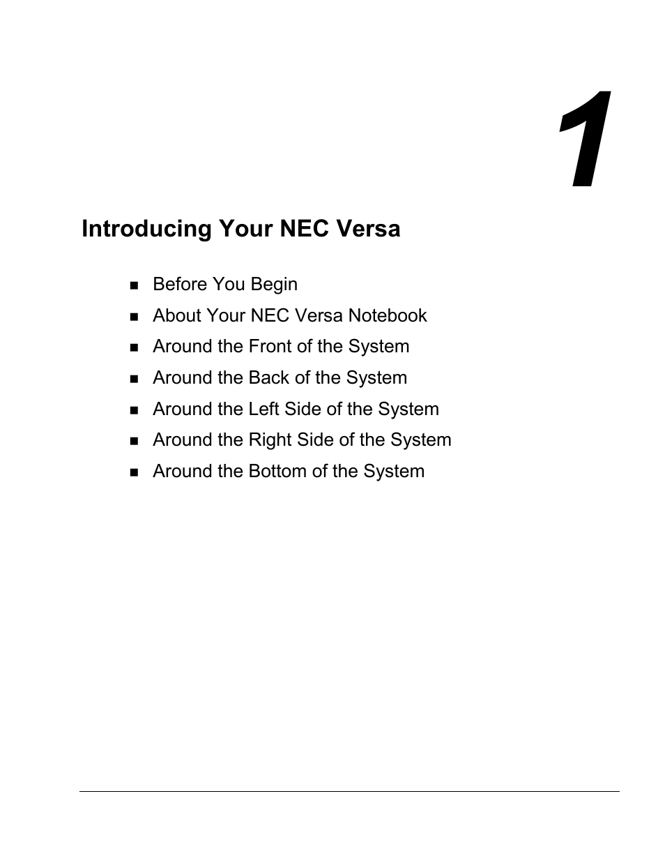 Introducing your nec versa | NEC Versa Series User Manual | Page 9 / 150