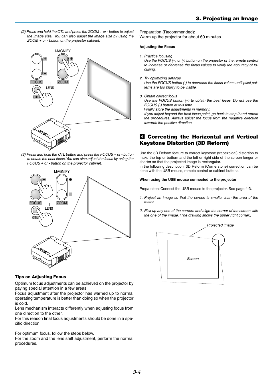 Projecting an image | NEC GT5000 User Manual | Page 33 / 105