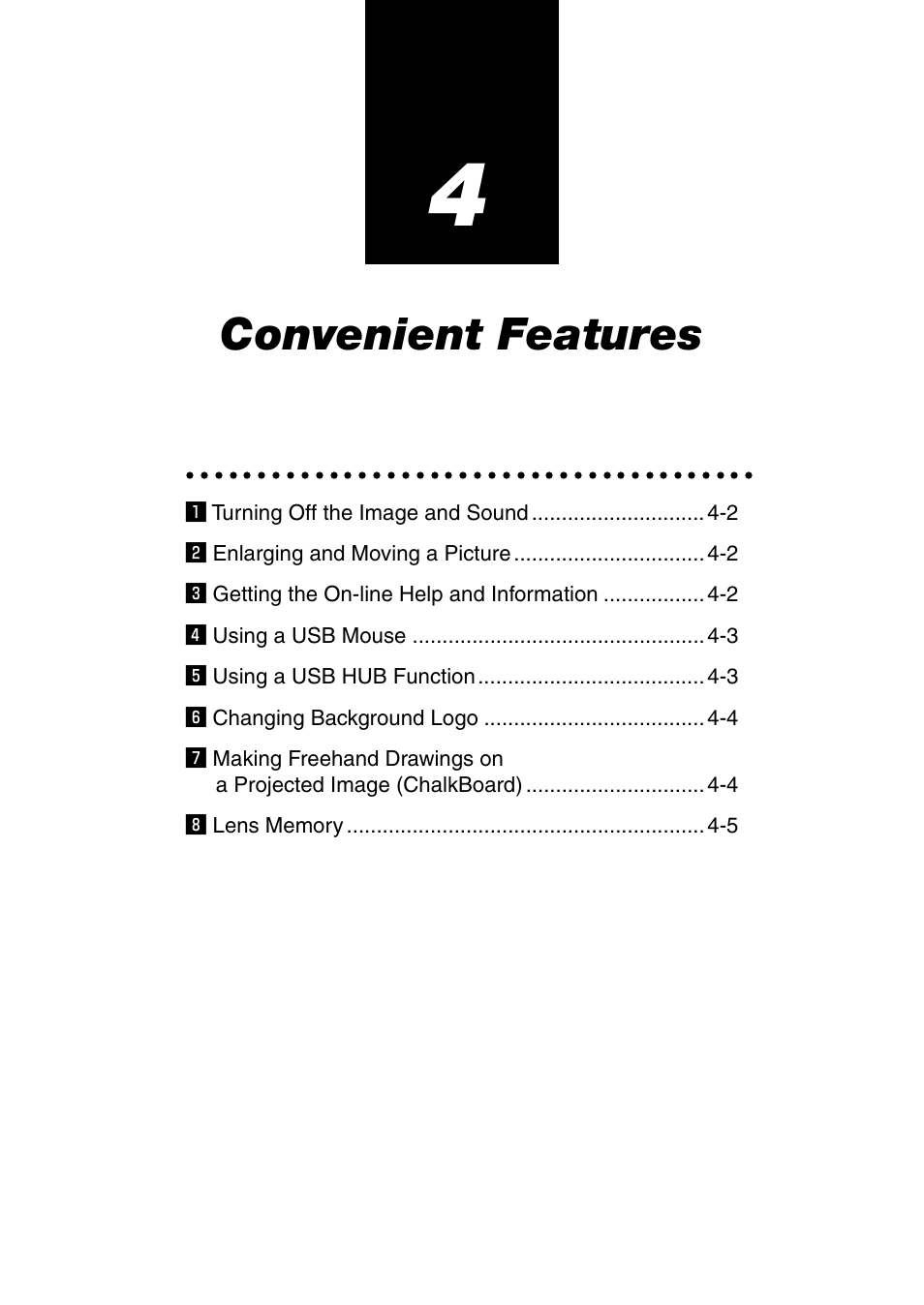 Convenient features | NEC GT5000 User Manual | Page 37 / 105