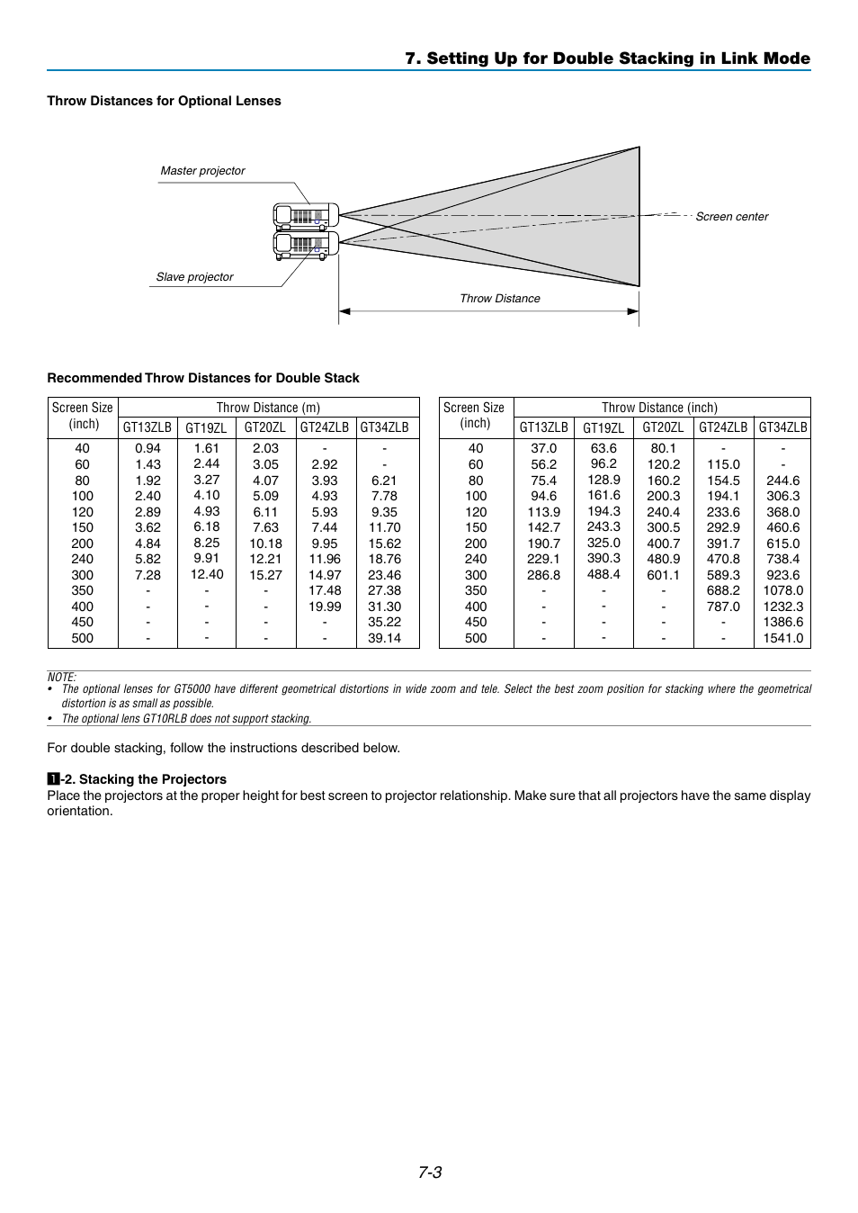 3 7. setting up for double stacking in link mode | NEC GT5000 User Manual | Page 59 / 105