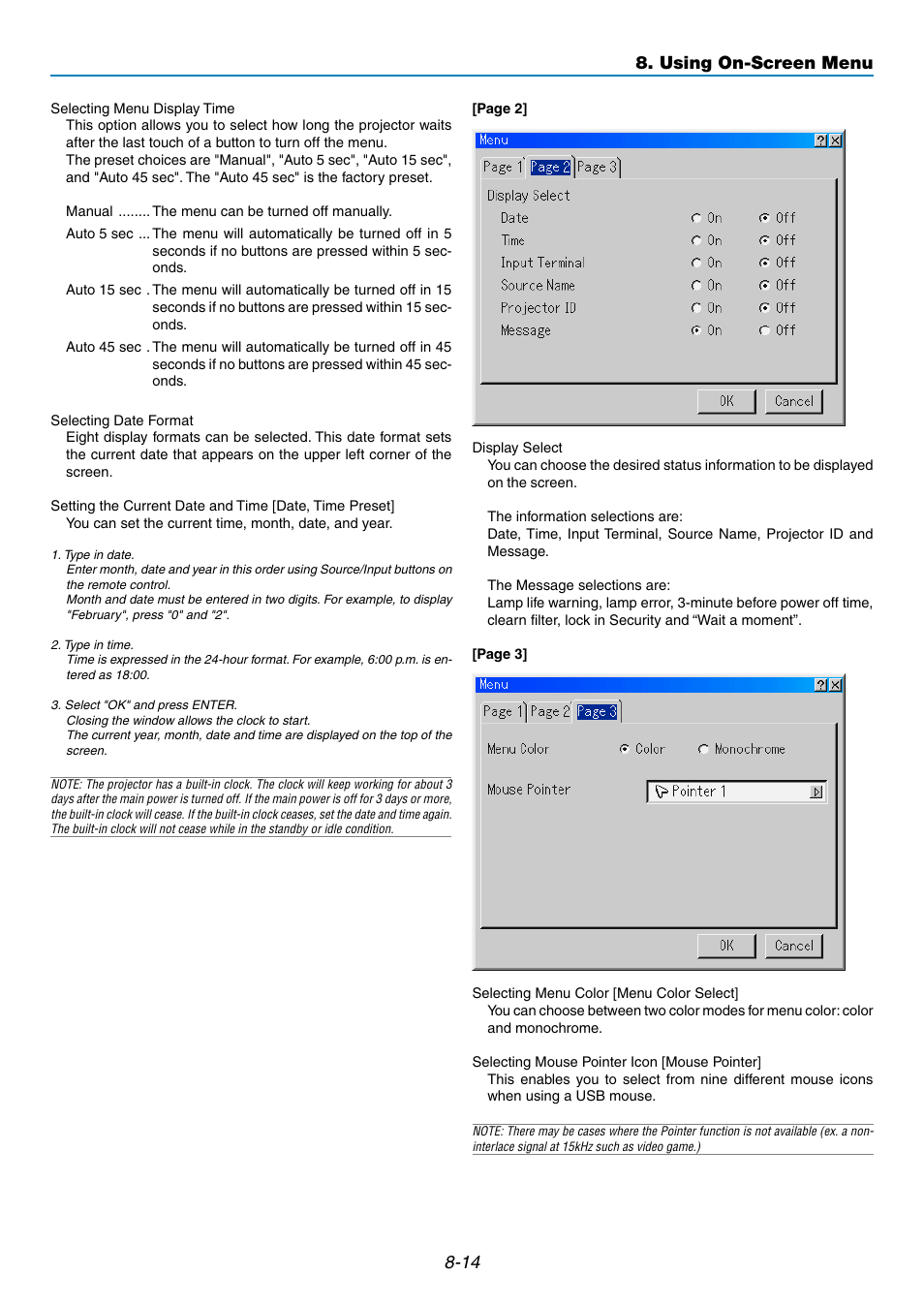 Using on-screen menu | NEC GT5000 User Manual | Page 76 / 105