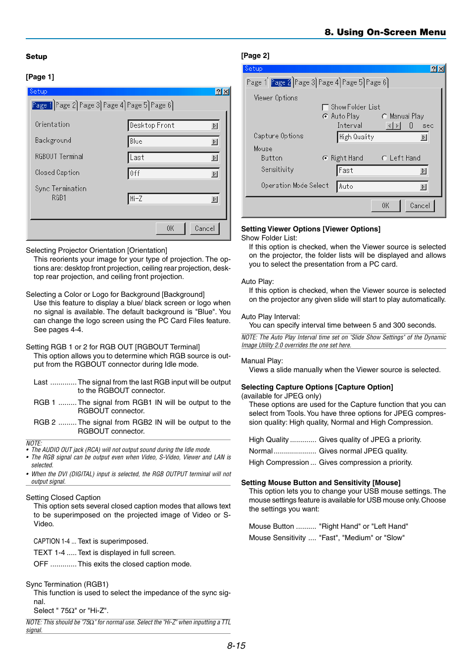 Using on-screen menu | NEC GT5000 User Manual | Page 77 / 105