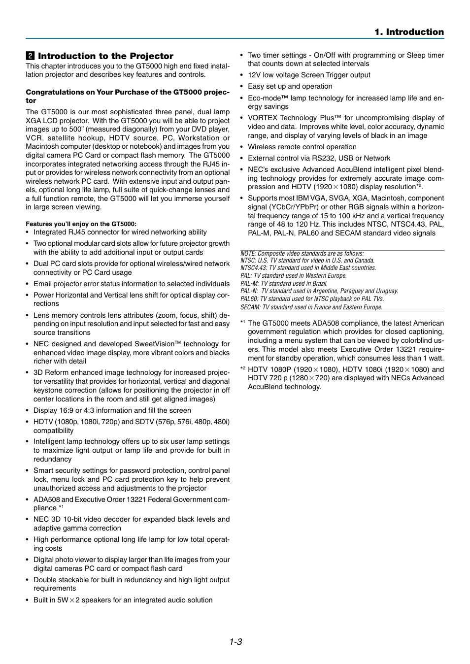 3 x introduction to the projector, Introduction | NEC GT5000 User Manual | Page 8 / 105