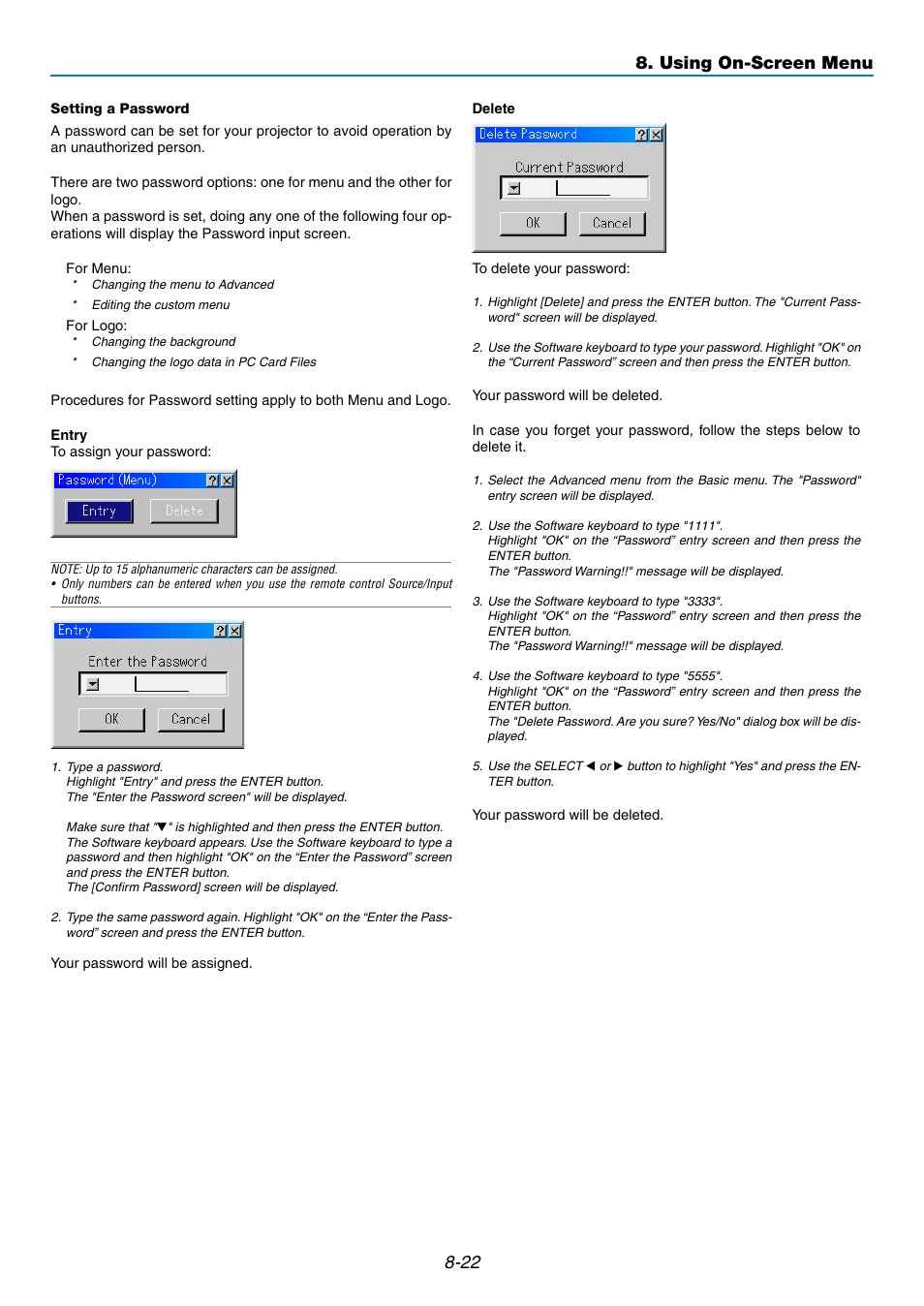 Using on-screen menu | NEC GT5000 User Manual | Page 84 / 105