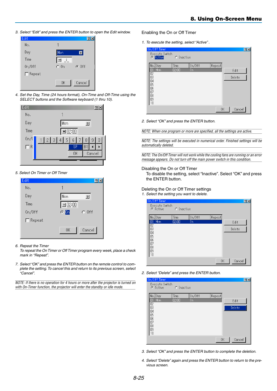 Using on-screen menu | NEC GT5000 User Manual | Page 87 / 105