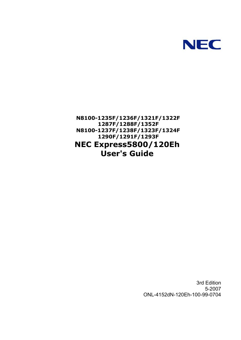 NEC Express 5800/230Eh User Manual | 342 pages
