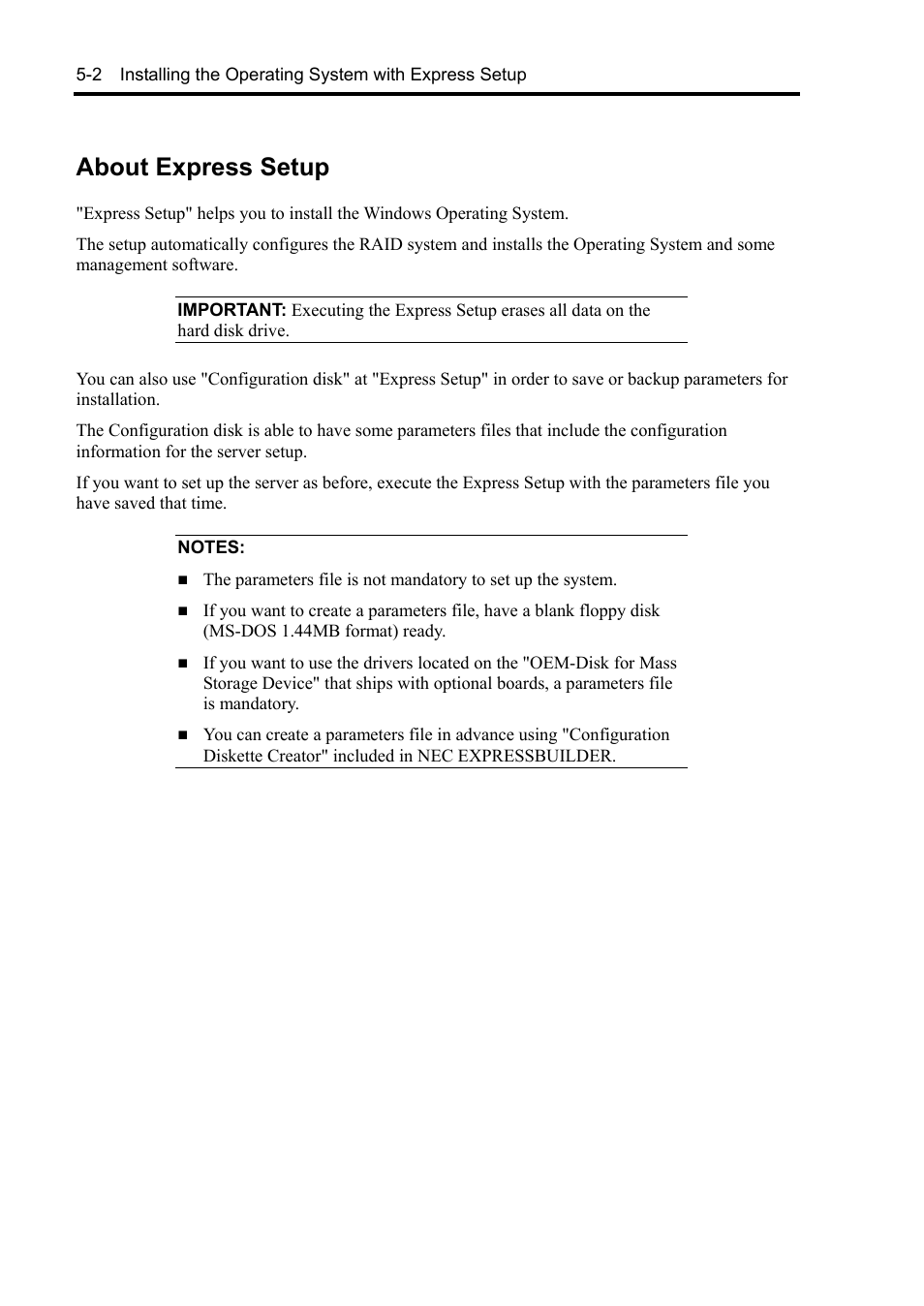 About express setup | NEC Express 5800/230Eh User Manual | Page 114 / 342