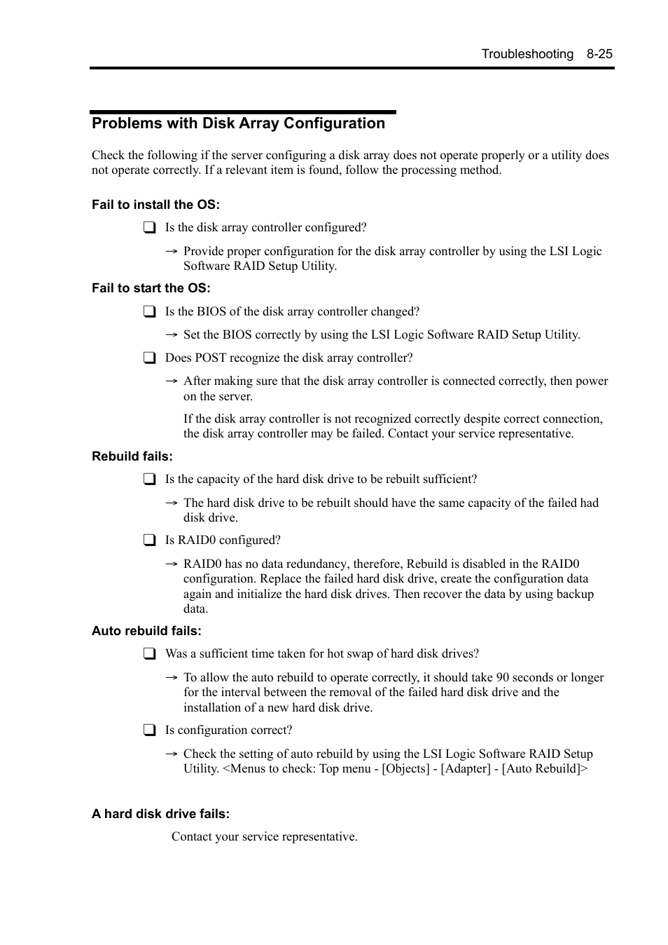 Problems with disk array configuration | NEC Express 5800/230Eh User Manual | Page 201 / 342