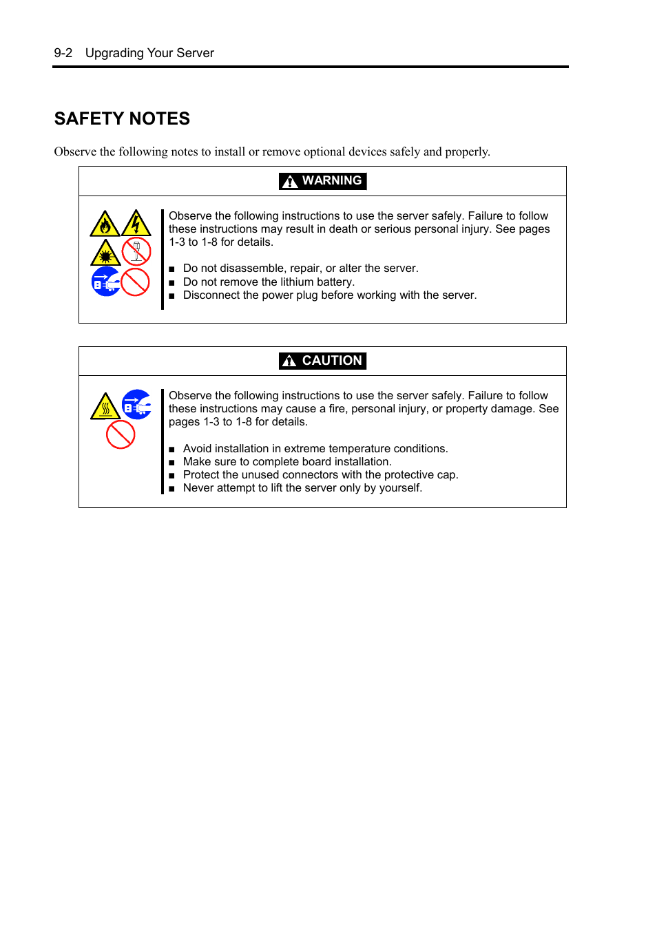 Safety notes, Caution | NEC Express 5800/230Eh User Manual | Page 208 / 342