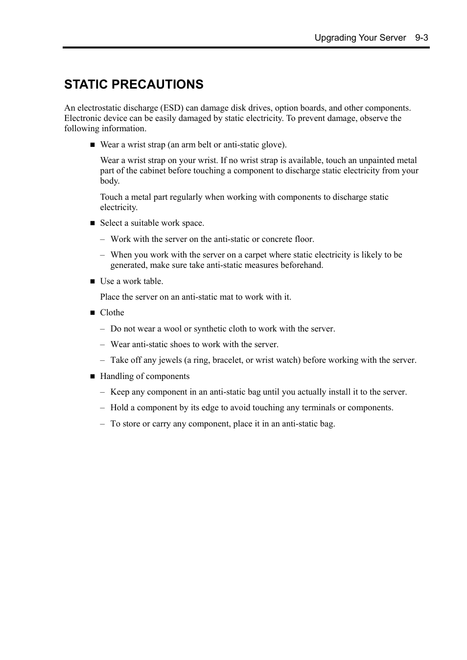 Static precautions | NEC Express 5800/230Eh User Manual | Page 209 / 342