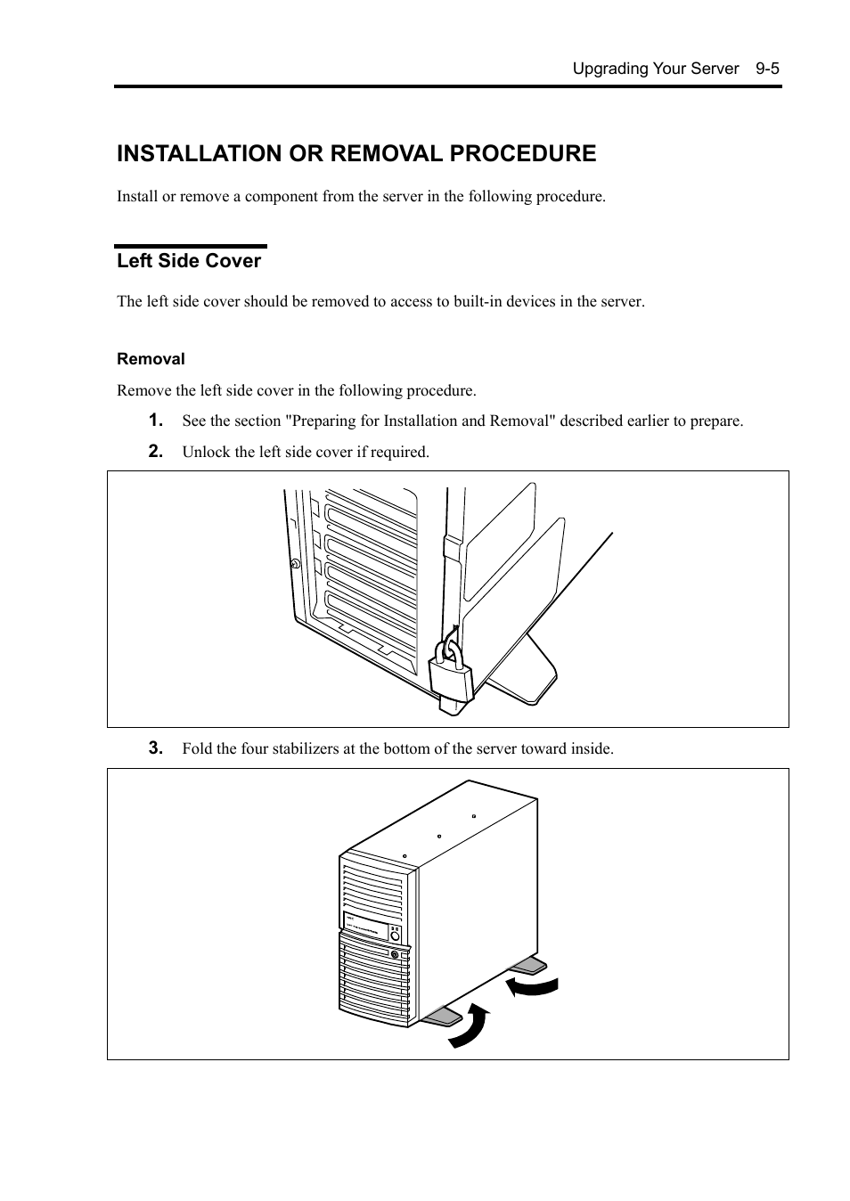 Installation or removal procedure, Left side cover | NEC Express 5800/230Eh User Manual | Page 211 / 342