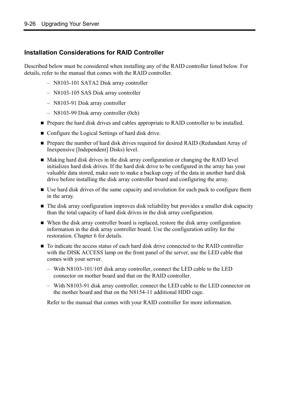 Installation considerations for raid controller | NEC Express 5800/230Eh User Manual | Page 232 / 342