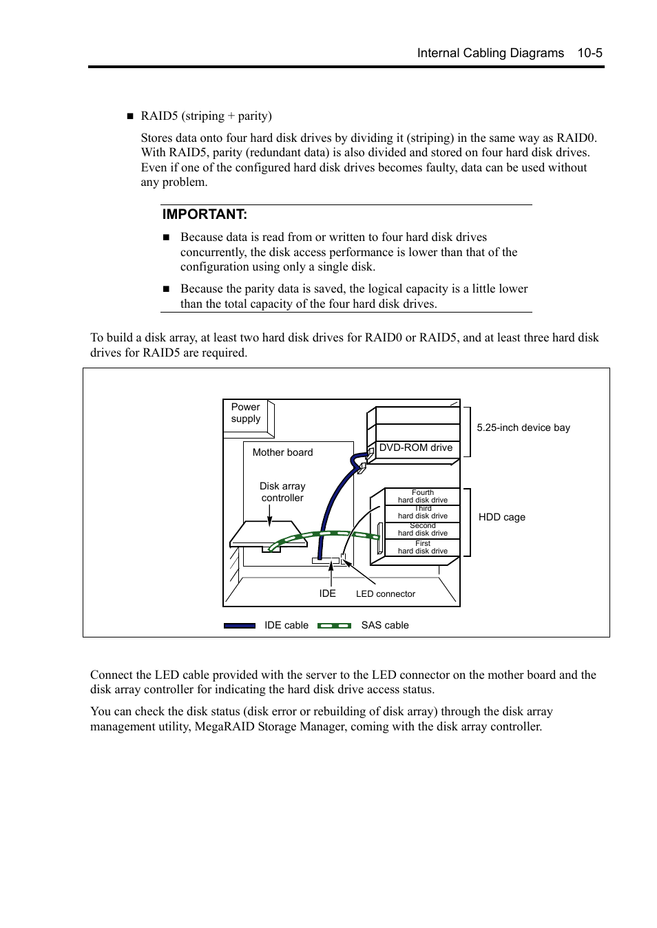 Important, Internal cabling diagrams 10-5 | NEC Express 5800/230Eh User Manual | Page 271 / 342