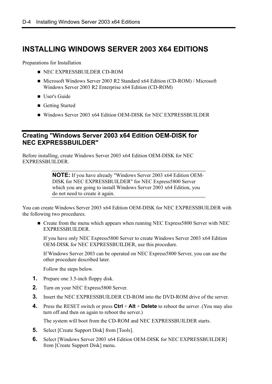 Installing windows server 2003 x64 editions | NEC Express 5800/230Eh User Manual | Page 296 / 342