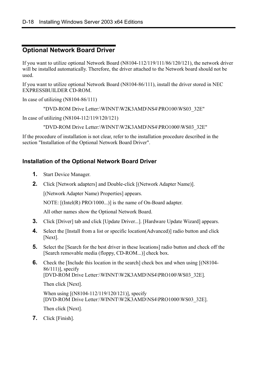 Optional network board driver | NEC Express 5800/230Eh User Manual | Page 310 / 342