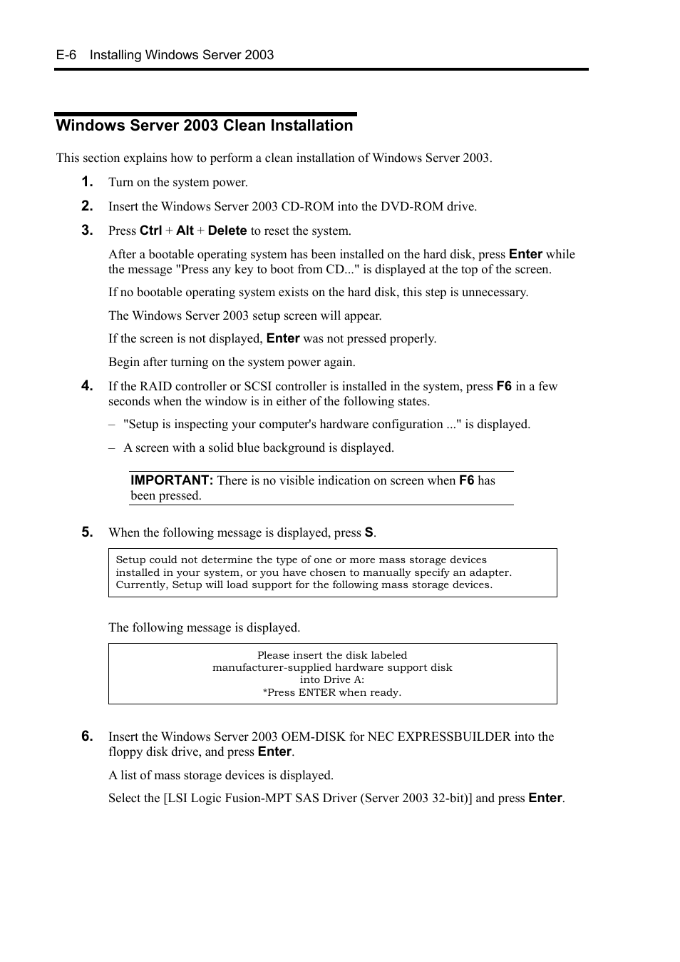Windows server 2003 clean installation | NEC Express 5800/230Eh User Manual | Page 320 / 342