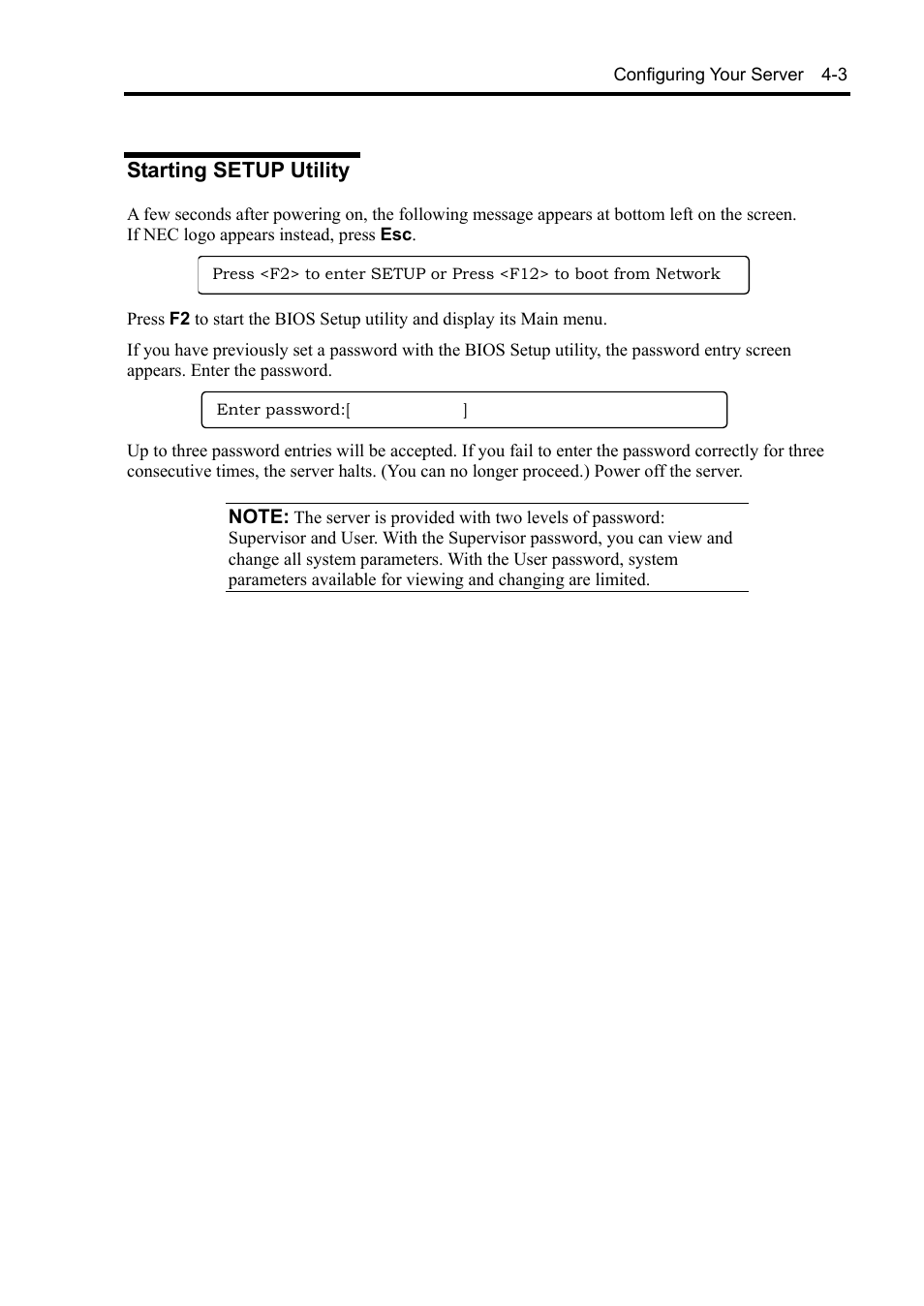 Starting setup utility | NEC Express 5800/230Eh User Manual | Page 67 / 342