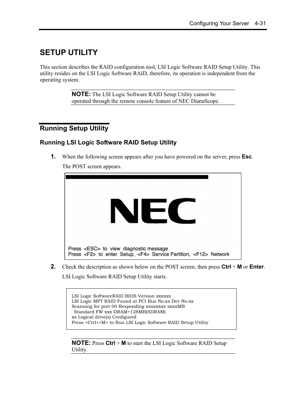 Setup utility, Running setup utility | NEC Express 5800/230Eh User Manual | Page 95 / 342
