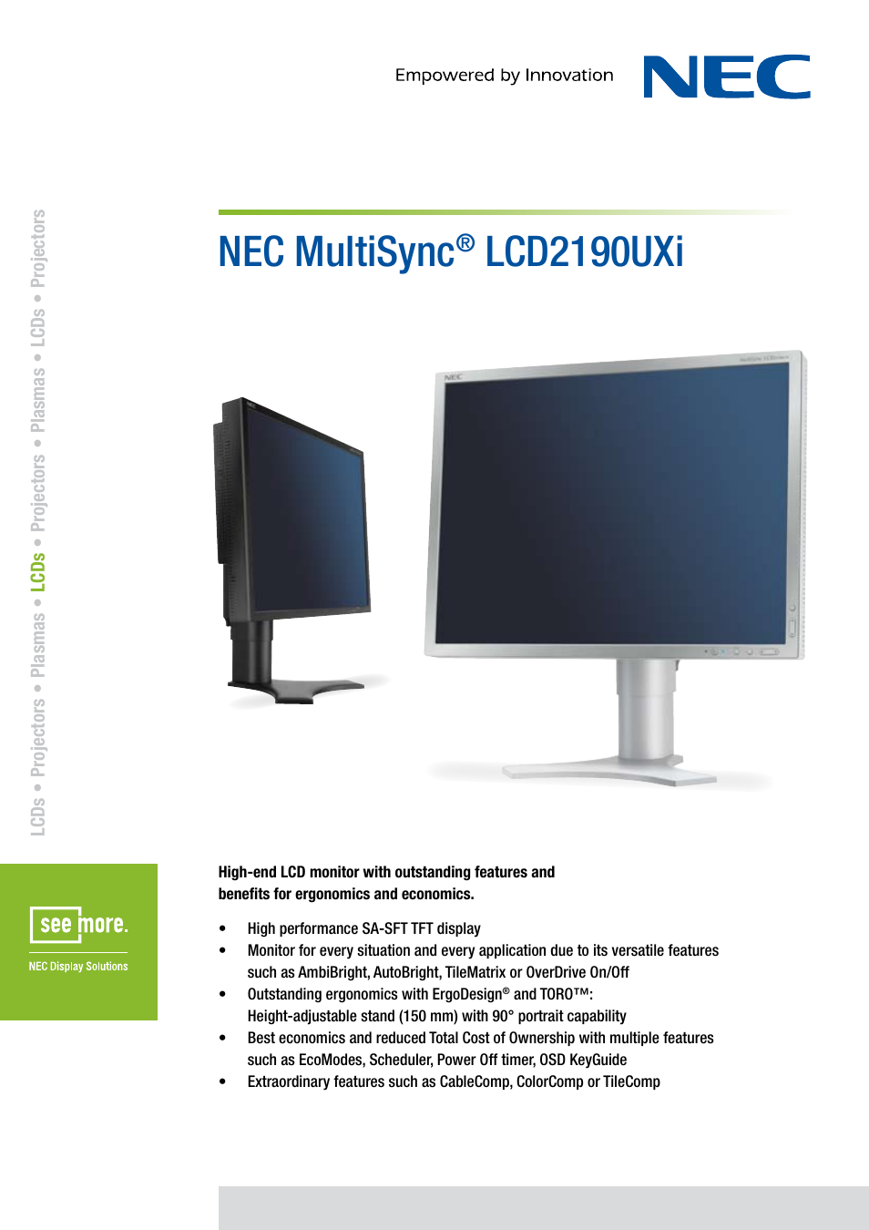 NEC MultiSync 2190UXi User Manual | 2 pages