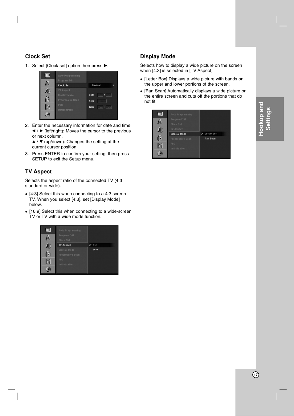 Hookup and settings | NEC NDH-160 User Manual | Page 17 / 60