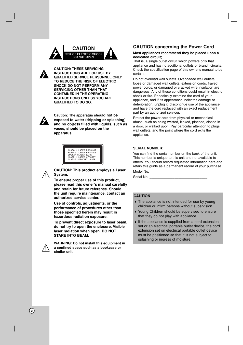 Caution | NEC NDH-160 User Manual | Page 2 / 60