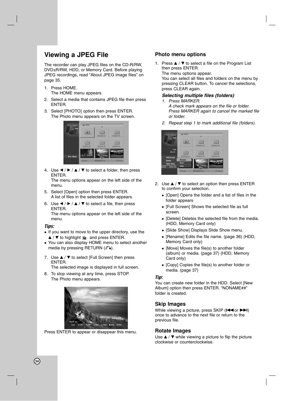 Viewing a jpeg file | NEC NDH-160 User Manual | Page 34 / 60